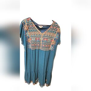 Savanna Jane Green Embroidered Dress Size 2X